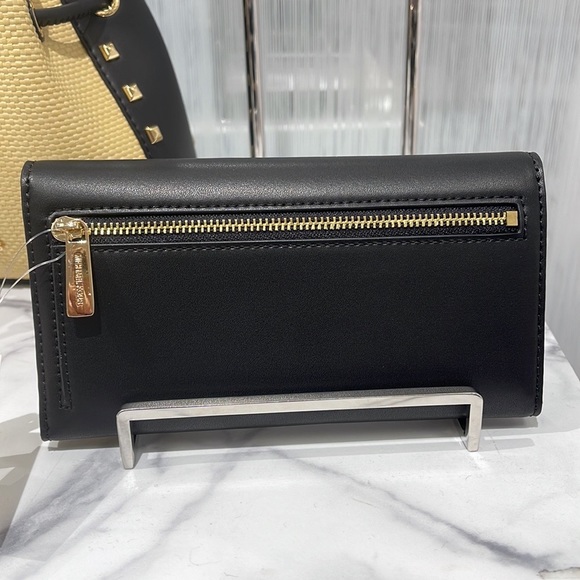 MICHAEL KORS JET SET TRAVEL LADY LARGE TRIFOLD  NON-LEATHER VEGAN WALLET 
BLACK - Picture 9 of 16